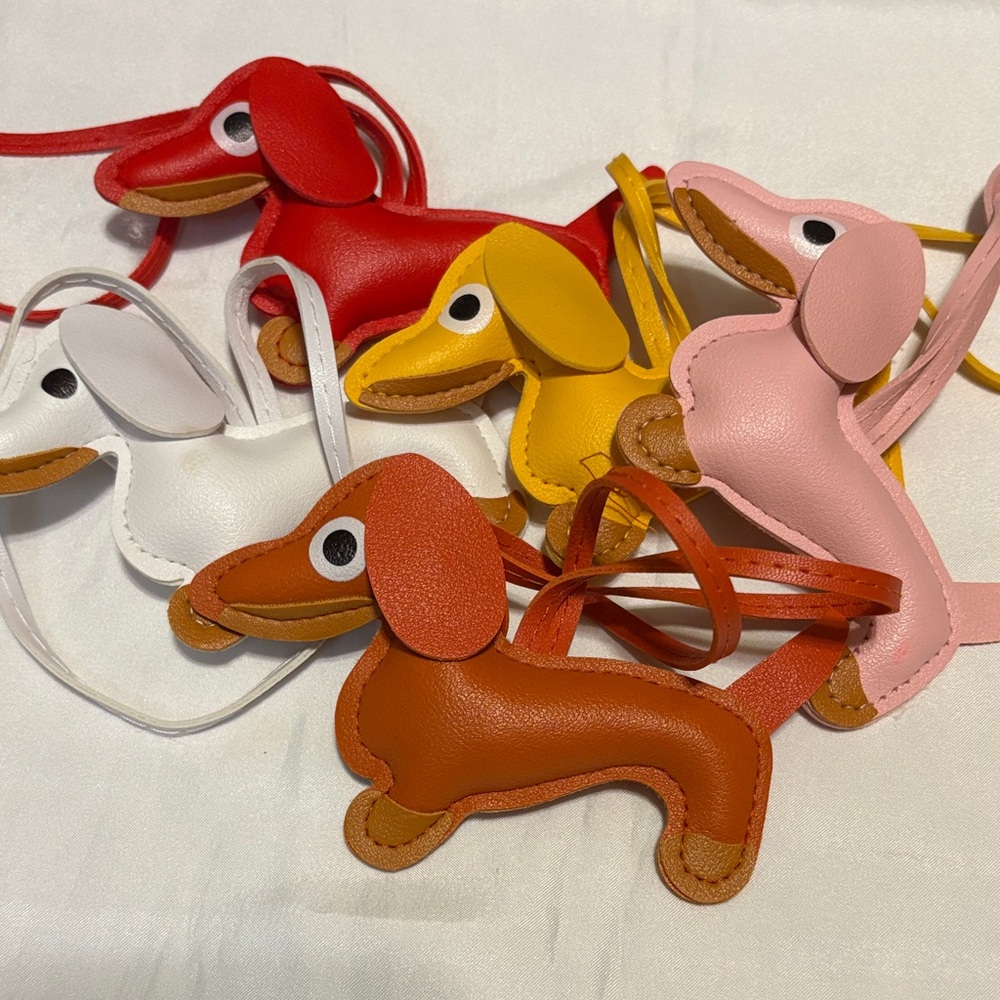 Colorful Dachshund Leather Keychain